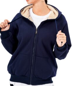 Veste polaire chaudement doublée LBL Femme Zippée Capuche Manches Longues Hiver Sweat-Shirt