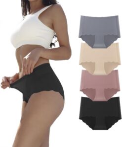 Culottes Femme Dumwis sans Couture Hipster Microfibre Doux Respirant Elasticité Taille Haute Lot de 4