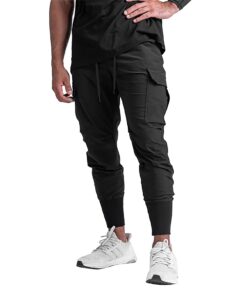 BOOMLEMON Pantalon de jogging fin pour homme - Idéal pour jogging, course à pied et gym, coupe ajustée en noir, Taille M