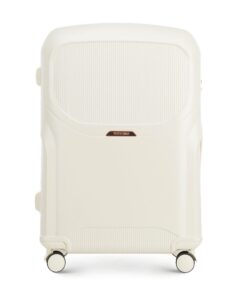 Valise Grande Taille Coque Rigide Polycarbonate 4 Roulettes Spinner Lady Voyage Crème