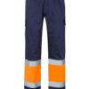 VELILLA Pantalon Haute Visibilité XXXL Bleu Foncé et Orange Fluorescent pour Conducteurs