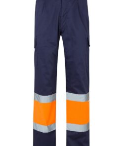 VELILLA Pantalon Haute Visibilité XXXL Bleu Foncé et Orange Fluorescent pour Conducteurs