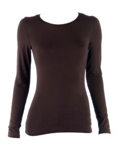 Charmoni Pull sous Pull Femmes - Couleur Marron foncé - Taille Unique T38 - Lightweight et Élastique - Col Rond Manches