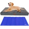 Coussin de chien vounot® Dehoussable en Mousse et Tapis Refroidissant 2 en 1 Grande Taille Matelas Lit Lavable Panier