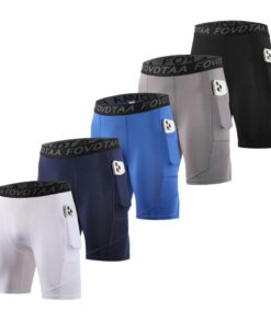 Zerdutera shorts de compression pour homme rapide à sécher, respirants avec poche pour téléphone, lot de 5