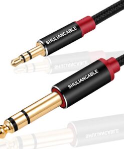 SHULIANCABLE Câble Audio |5mm vers 6.35mm Haut Parleurs Stéréo Jack Compatible Guitare Smartphone Cinéma Maison (1M)