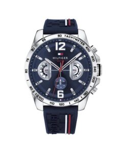 Tommy Hilfiger Montre Analogique Multifonction Quartz Homme Étanche 5ATM Bracelet Silicone Acier Cuir