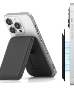 JEYORZY Porte-Cartes Magnétique Noir pour iPhone | Blocage RFID | Support Réglable | Portefeuille Végétalien | Noir