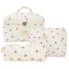 Trousse de Toilettage Matelassée Starnearby Lot de 3 pour Femmes, Cerises, Poche de Maquillage Douce, Voyage, Cosmétique