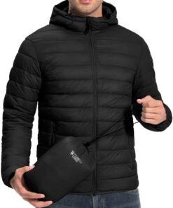 Pioneer Camp Doudoune Homme Ultra Légère Imperméable – Veste Compressible 6 Poches Capuche pour Randonnée Voyage Sport