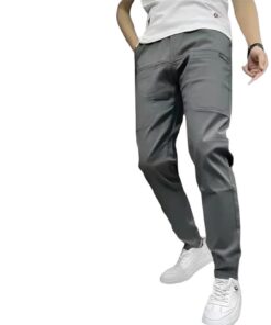 Vogany Pantalon Cargo Homme Élastique Multi-Poches Gris 44