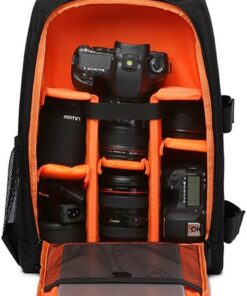 Sac de voyage professionnel Sacoche pour reflex + ordinateur 15.6" en nylon, rangement accessoires, orange