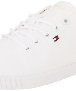 Tommy Hilfiger Femme Canvas Lace Up Sneaker Fw0fw08641 Blanc Mode Été Sports Confortabled