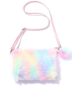 Sac Tolenre enfants arc-en-ciel peluche réglable femmes téléphonebijoux