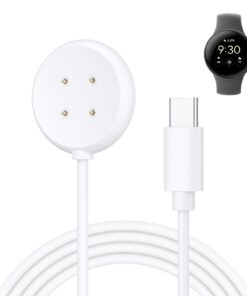 Chargeur Google Pixel Watch 2 100 cm - Câble de charge magnétique USB C/USB A (Blanc) Pour Hommes et Femmes