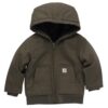 Carhartt Veste zippée à capuche en toile isolante pour bébé garçon chaud en hiver