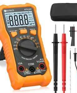 Neoteck Multimètre Numérique 6000 Comptes 600V 10A AC/DC NCV Testeur Électrique avec Pince Crocodile