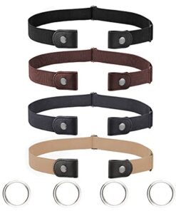 MXKOCO No Buckle Élastique Invisible - Réglable et Dégagement Rapide - Pour Jeans, Pantalon, Robe Unisexe - 4 Pièces