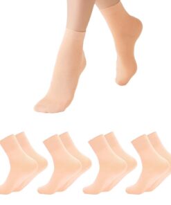 Fjquamitix Lot de 4 paires de chaussettes de ballet en coton oxygéné pour filles, rose nude, orties sans couture et exte