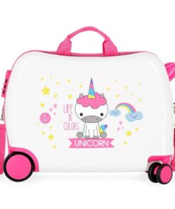 ROLL ROAD Valise Enfant Blanc Rigide ABS 50x38x20 cm 34L 2,1Kgs 4 Roues Bagage À Main Serrure À Combinaison