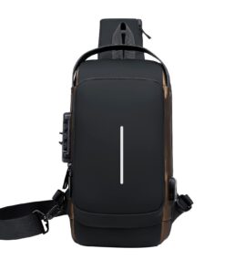 Antitheft Sac à Dos Hommes Aucuu Poitrine, Sacs à Bandoulière Hommes USB Chargement Verrou Mot Passe Imperméable | Ideal