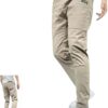 Vogany Pantalon cargo haute élasticité pour homme kaki 46, grande capacité de rangement confortable durable