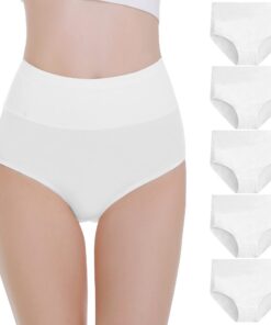 Falechay 5 Lot de Culottes Femme Taille Haute Coton Doux et Respirant - Confortable et Discret pour Le Quotidien