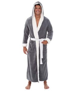 DEELIN Hommes Hiver Mode Lâche Casual Peignoir en Peluche À Capuche Échauffant Garder Au Chaud Allongé À Lacets Cardigan