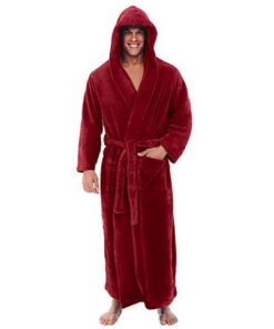 DEELIN Hommes Hiver Mode Lâche Casual Peignoir en Peluche À Capuche avec Poches Garder Au Chaud À Lacets Cardigan