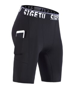 Shorts de Running Ruowuhen Homme Séchage Rapide Collants de Course Avec Poche et Poche Surpresseure Leggings