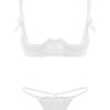 Alvivi Ensemble Lingerie Redresse-Seins Femmes Dentelle Floral Noeud Brasière & String Transparent NuisetteSexy S-XL