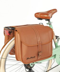 Via Veneto - Sacs latéraux vintage pour vélo | Cuir marron rétro | Adulte homme/femme unisexe | Fabriqué en Italie