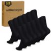 Chaussettes EKSHER Classiques Noires Blanches Homme Femme Oeko-Tex Standard 100 Polyester 12 Pièces Travail Tenues Décon