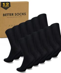 Chaussettes EKSHER Classiques Noires Blanches Homme Femme Oeko-Tex Standard 100 Polyester 12 Pièces Travail Tenues Décon