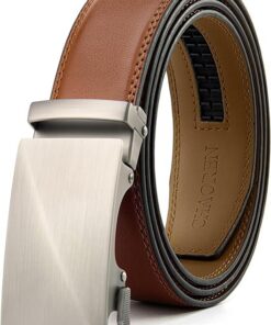CHAOREN Ceinture Hommes Sans Boucle - Ceinture Automatique en Cuir Ajustable pour Homme - Taille Large (35 mm)