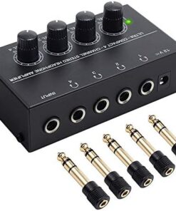 Neoteck HA400 Ampli Casque 4 Canaux Stéréo Ultra Compact avec 5 Adaptateurs 6.3mm vers |5mm