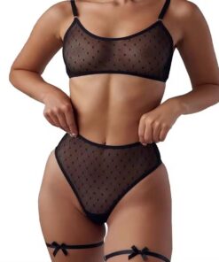 Ensemble de soutien-gorge sans armature et culotte lingrie sexy en maille femme transparente sous-vêtements minimaliste