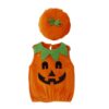 Costume d'Halloween pour Enfants Citrouille Barboteuse Déguisement Cosplay Vêtements avec Chapeau pour Bébés Garçons et