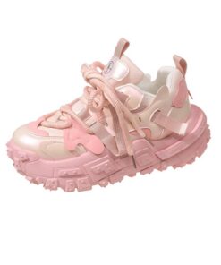 Éricat Baskets Basses à Lacets pour Femmes Épaisses et Respirantes pour Marche et Style Sportives Comfortables