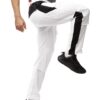 StrongAnt Pantalon de Peintre élastique, Les plâtriers - Blanc avec poches pour genouillères, fermeture éclair YKK - Fai