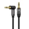 J&D Câble Audio Stéréo 3,5 mm Extension Double Mâle à Jack Câble 90 degrés Droite Angle pour Téléphone et Tablette, Haut