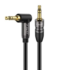J&D Câble Audio Stéréo 3,5 mm Extension Double Mâle à Jack Câble 90 degrés Droite Angle pour Téléphone et Tablette, Haut
