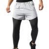 Muscle Alive Hommes Entraînements Fitness Leggings Compression avec Poches pour Téléphone