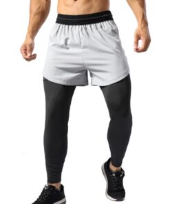 Muscle Alive Hommes Entraînements Fitness Leggings Compression avec Poches pour Téléphone