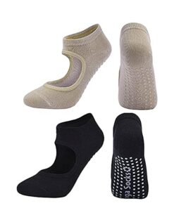 YOGAWEAR 2 Paires de Chaussettes de Yoga Antidérapantes pour Femmes - Idéales pour Pilates, Ballet, Danse et Entraînemen