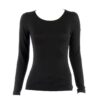 Charmoni Pull sous Pull Femme Noir - Taille Normale - Coupe Classique - léger et Extensible - Col Rond à Manches Longues