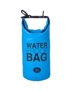 Sac étanche 2L - dry bag en PVC fermerture à enroulement pour kayak et sports nautiques (Bleu, Sangle simple) Sac étan