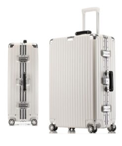 Meoky Grand Valise Rigide 26IN, 4 Roulettes, Blanche, avec Serrure TSA pour Voyage