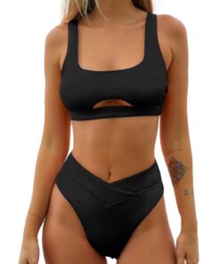 Maillot de bain CUPSHE 2 pièces femme | Col carré | Paillettes | Taille haute | Rituals de plage