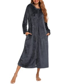 Flodxo Robe de chambre à fermeture éclair pour femme - Légère et moelleuse - Super douce